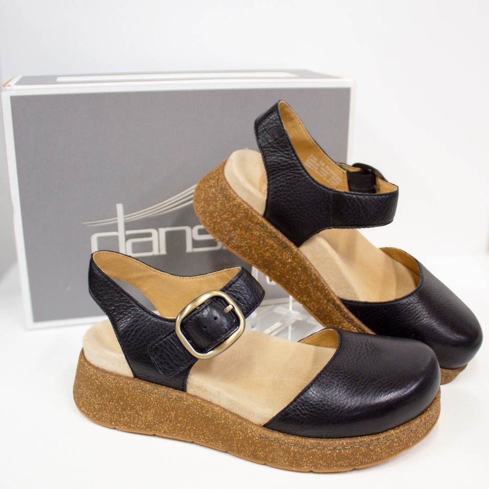 🆕Dansko Brynlee Black Waxy Milled Leather Clog Sandals 39 EU/ 8.5-9 US - Picture 3 of 12